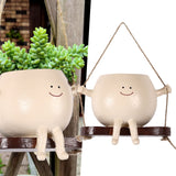 Swing Face Planter Resin Wall Hanging Head Planter Smiling Face Succulent Flower Pot for Indoor Outdoor Decoration