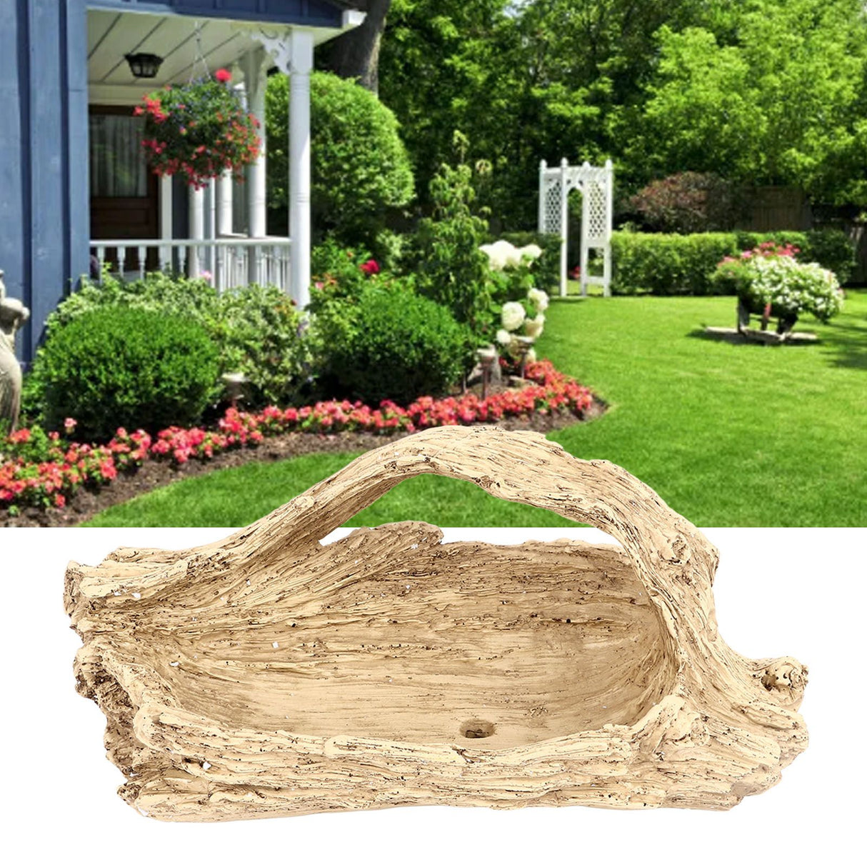Artificial Driftwood Succulent Planter Faux Wood Resin Succulent Planter for Windowsill Desktop Coffee Table
