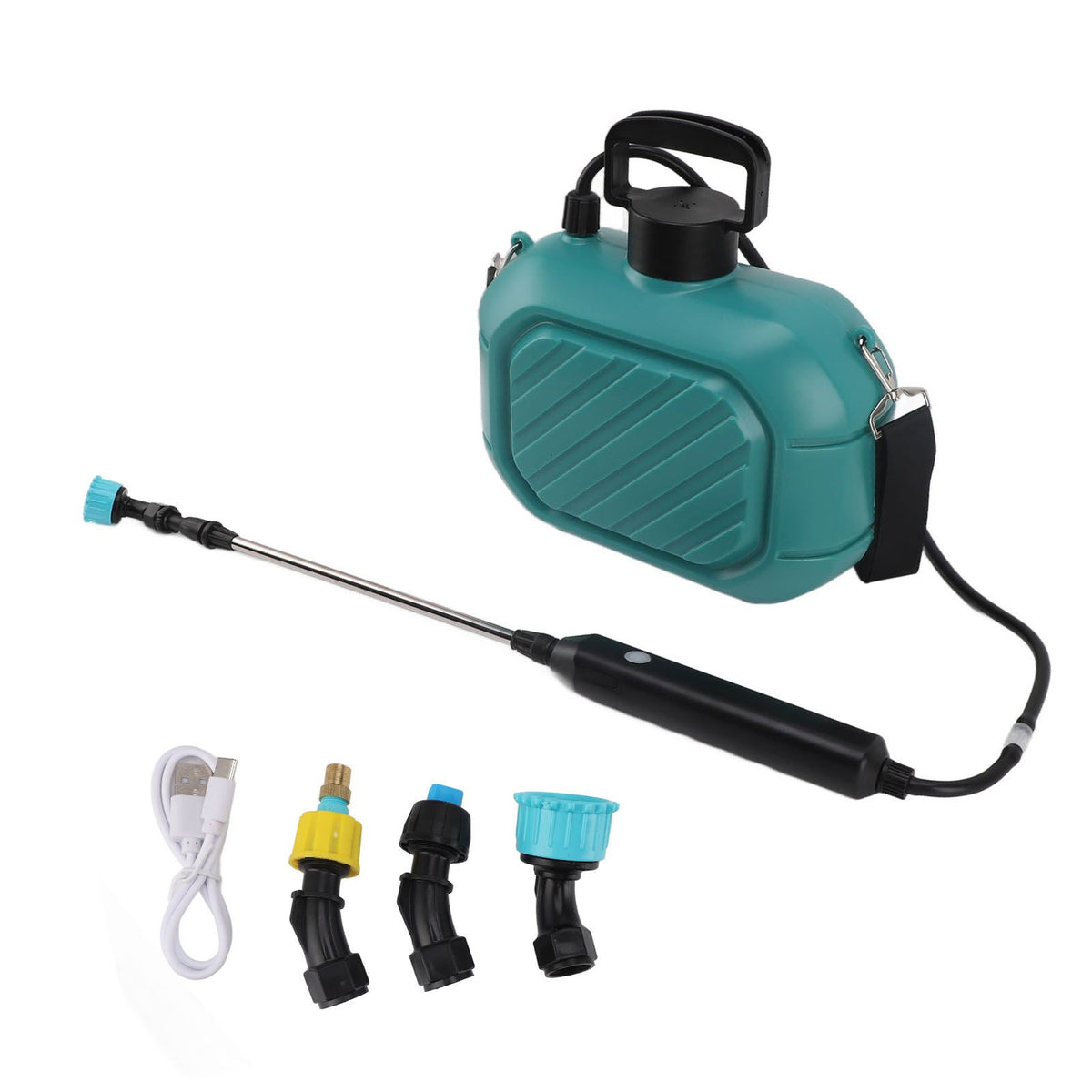 Battery Powered Sprayer 5L Rechargeable Portable Electric Garden Sprayer with Telescopic Wand and Shoulder Strap for Home Lawn Blue