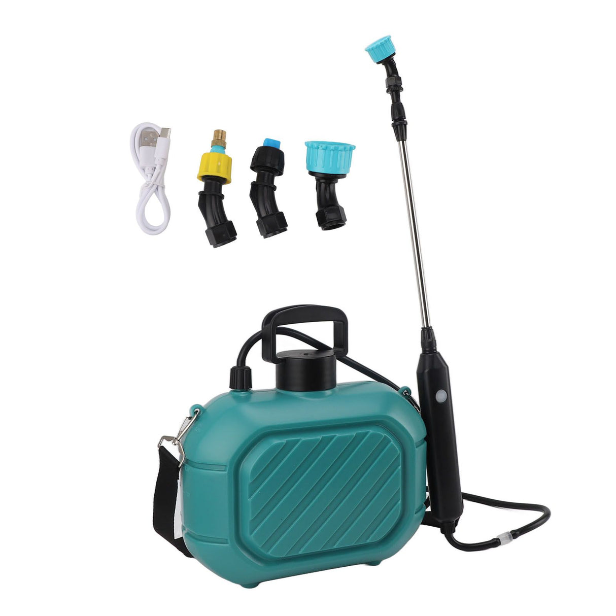 Battery Powered Sprayer 5L Rechargeable Portable Electric Garden Sprayer with Telescopic Wand and Shoulder Strap for Home Lawn Blue