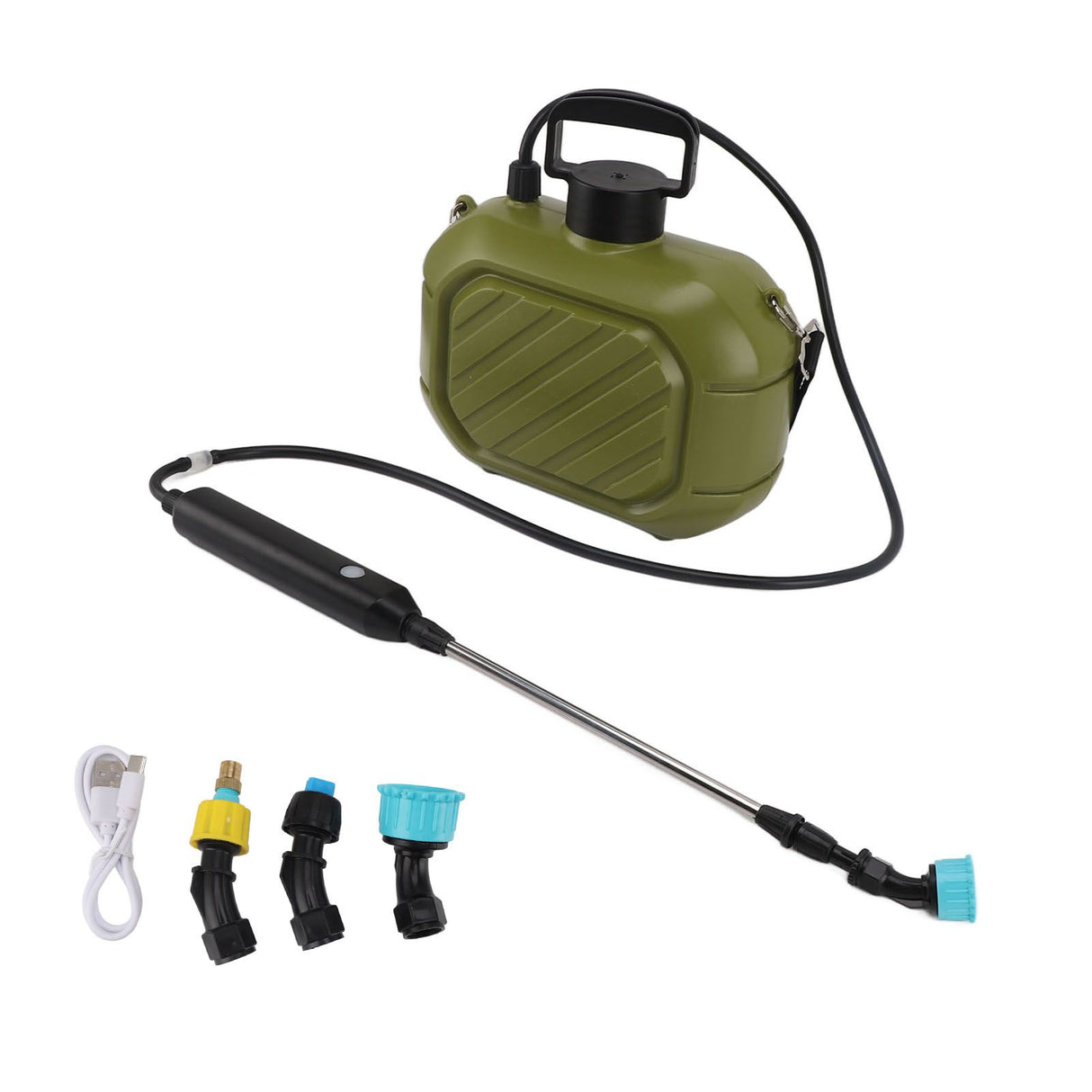 Battery Powered Sprayer 5L Rechargeable Portable Electric Garden Sprayer with Telescopic Wand and Shoulder Strap for Home Lawn Green