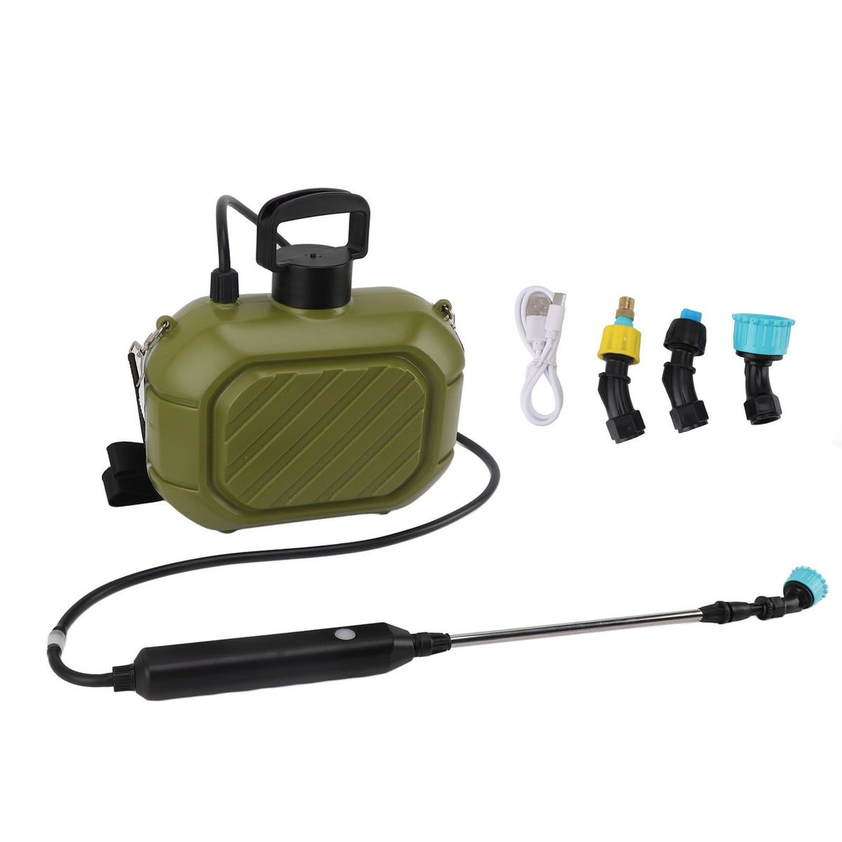 Battery Powered Sprayer 5L Rechargeable Portable Electric Garden Sprayer with Telescopic Wand and Shoulder Strap for Home Lawn Green