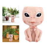 Head Planter Resin Unique Succulent Flower Pot Open Eyed Alien Face Planter Desktop Ornament with Drainage Hole for Indoor Outdoor Decoration