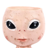 Head Planter Resin Unique Succulent Flower Pot Open Eyed Alien Face Planter Desktop Ornament with Drainage Hole for Indoor Outdoor Decoration
