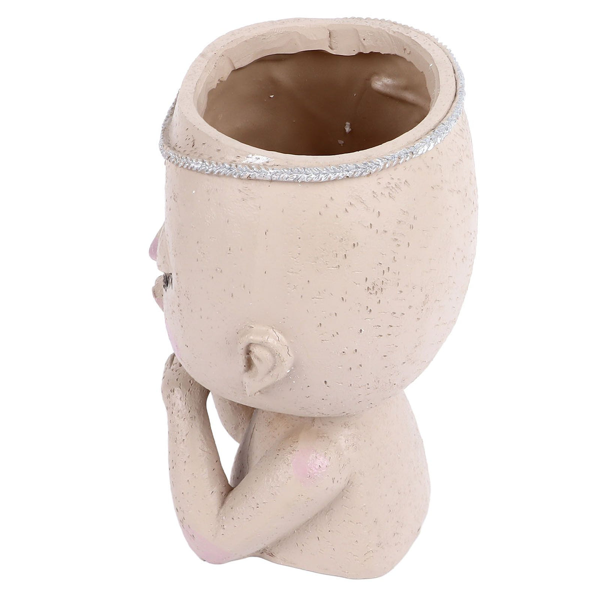 Face Flower Pot Head Planter Pot Succulent Planter Cute Resin Cactus Planter with Closed Eyes Indoor Outdoor Use