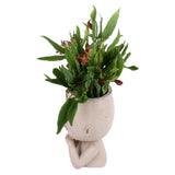 Face Flower Pot Head Planter Pot Succulent Planter Cute Resin Cactus Planter with Closed Eyes Indoor Outdoor Use - Extra Image