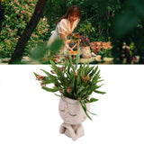 Face Flower Pot Head Planter Pot Succulent Planter Cute Resin Cactus Planter with Closed Eyes Indoor Outdoor Use
