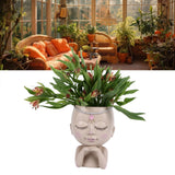 Face Flower Pot Head Planter Pot Succulent Planter Cute Resin Cactus Planter with Closed Eyes Indoor Outdoor Use - Extra Image