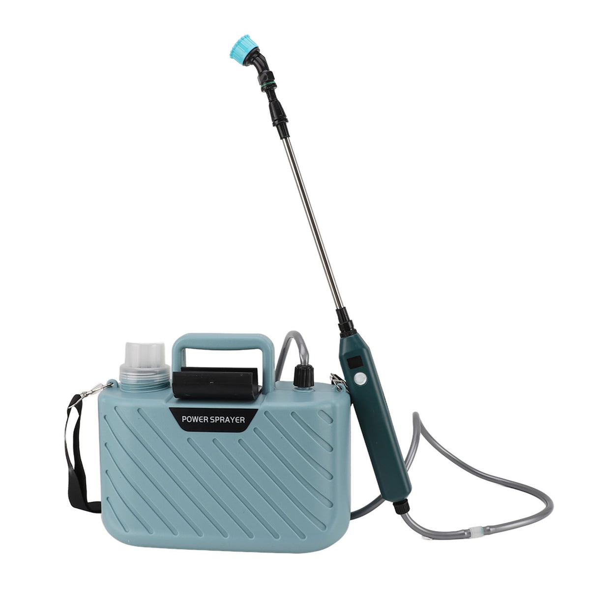 Electric Plant Sprayer Battery Powered 5L with 3 Nozzles Retractable Wand Adjustable Shoudler Strap Garden Sprayer for Lawn Blue