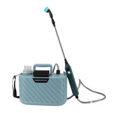 Electric Plant Sprayer Battery Powered 5L with 3 Nozzles Retractable Wand Adjustable Shoudler Strap Garden Sprayer for Lawn Blue - Close-Up Angle