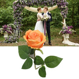 Simulated Silk Flowers Roses Home Living Room Simulation Flowers Decorative Ornaments Artificial Single Silk Flowers Roses Orange - Extra Image