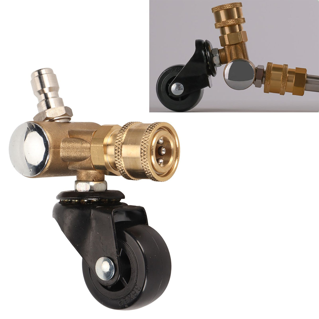 Undercarriage Cleaner Swivel Wheel with 1/4in Quick Connector Brass Pressure Washer Adapter Joint Wheel Attachment for Road Cleaning