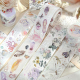 Decorative Tapes Strong Adhesion Silver Feather Plants Versatile Hand Account Decorative Tape for Notebooks Photo Album DIY - 45-Degree Angle