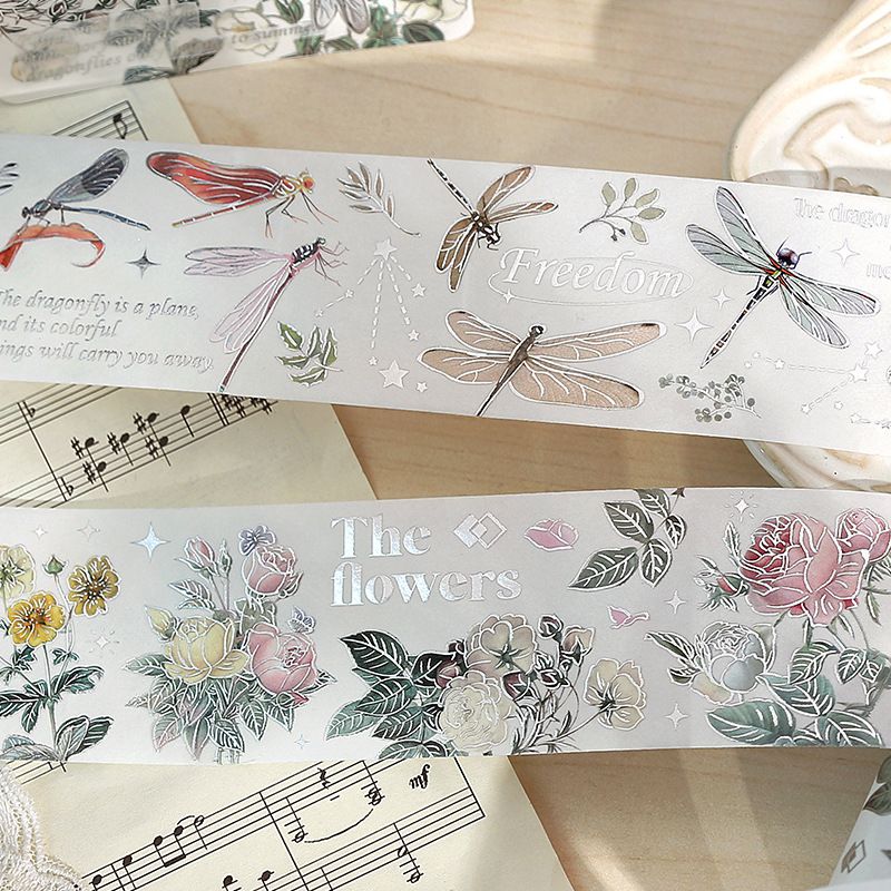 Decorative Tapes Strong Adhesion Silver Feather Plants Versatile Hand Account Decorative Tape for Notebooks Photo Album DIY