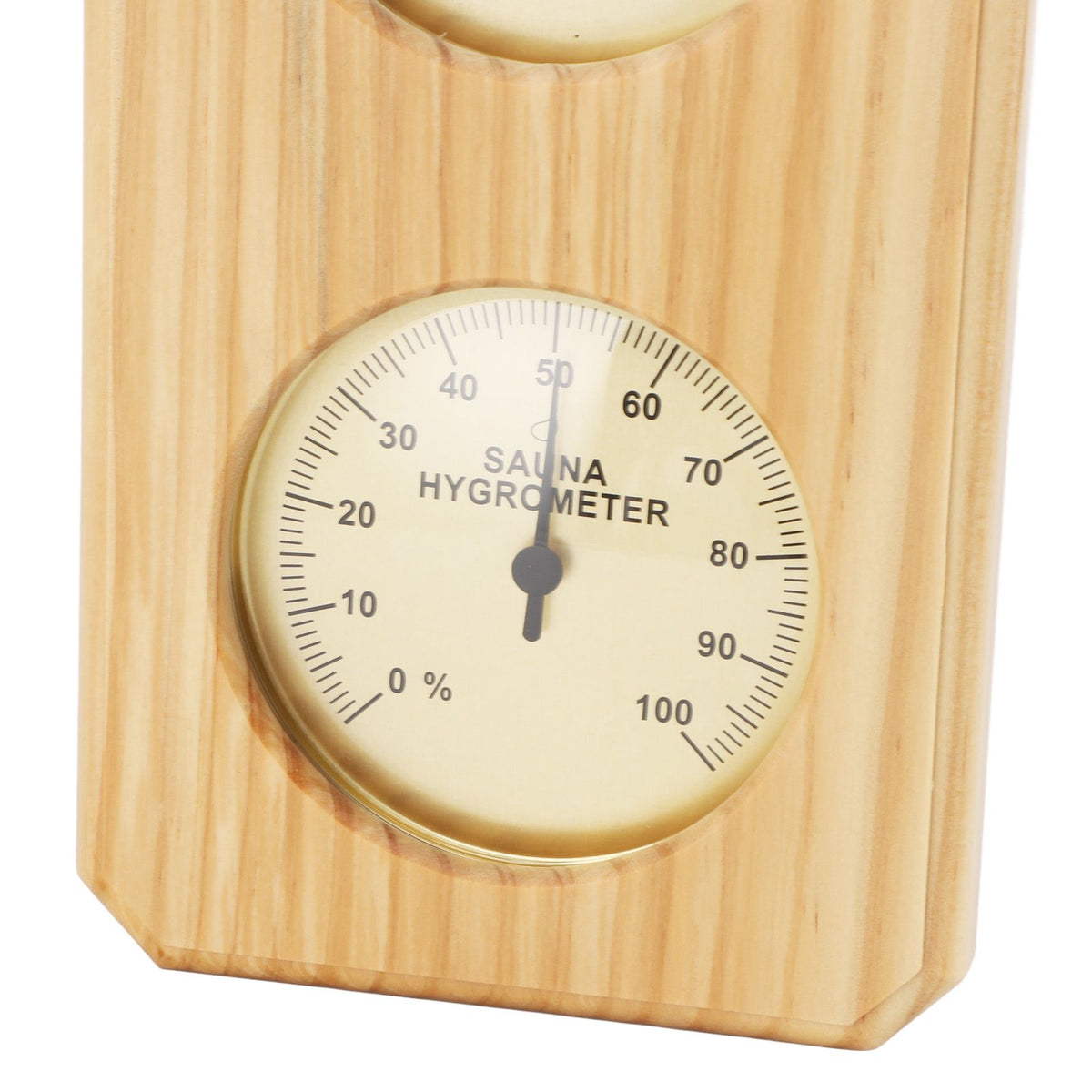 Wooden Sauna Hygrothermograph Golden Plate 0 to 120 Celsius 0 to 100 Humidity Sauna Thermometer for Indoor Family