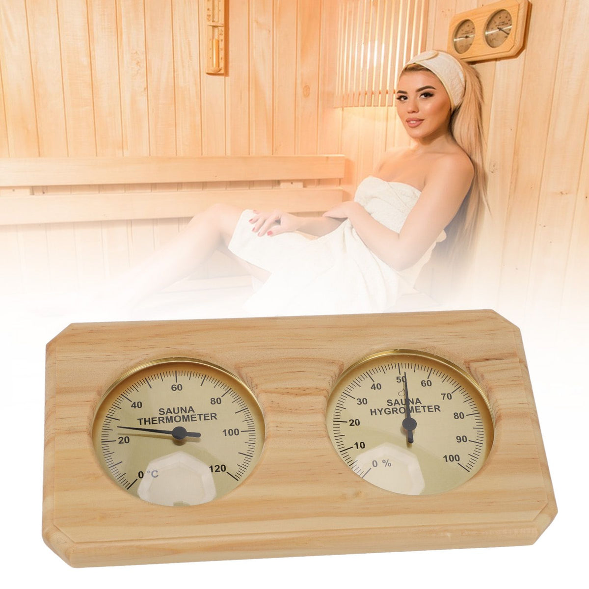 Wooden Sauna Thermometer Hygrometer 2 in 1 Humidity Temperature Measurement Indoor Thermometer Humidity Gauge for Hotel Sauna Room