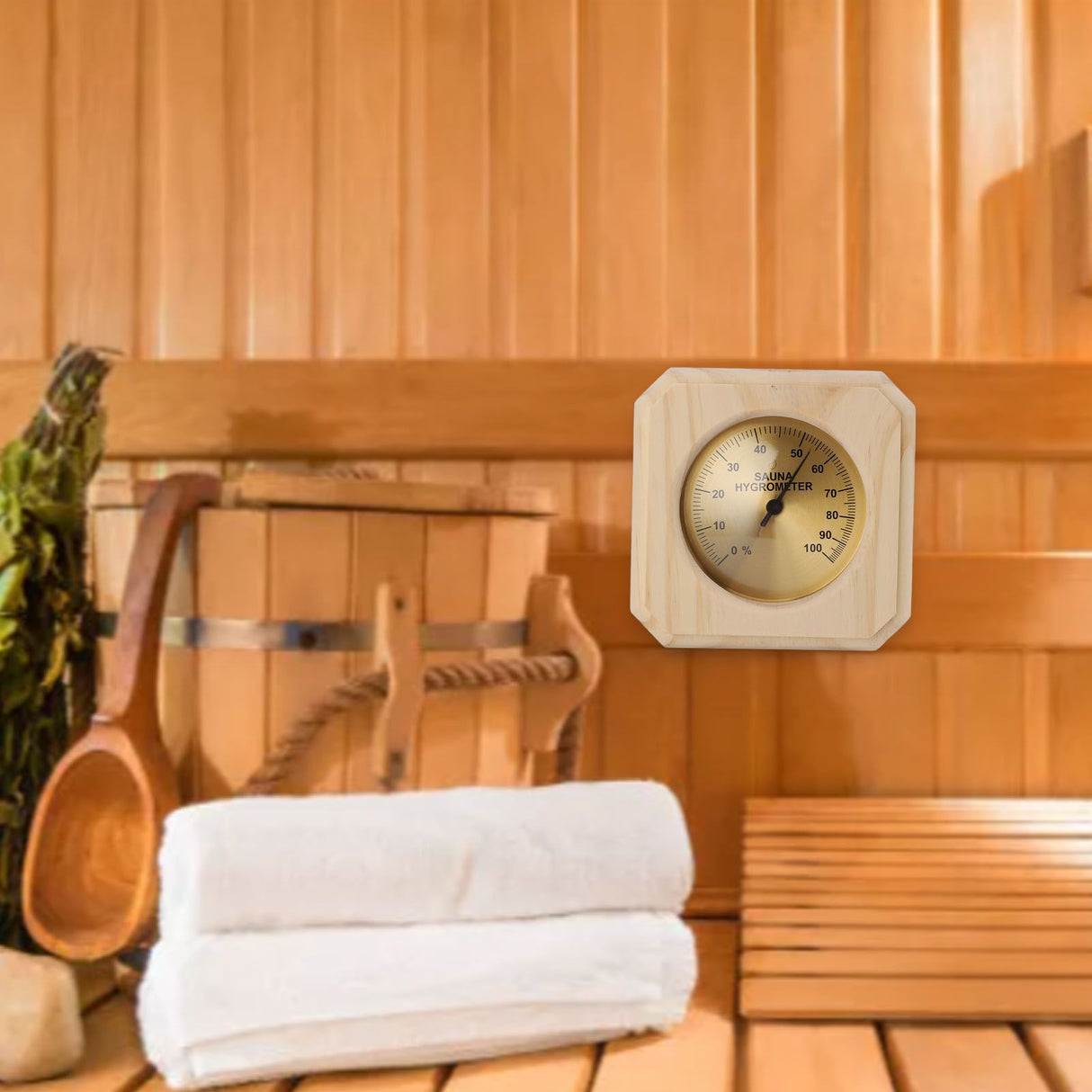 Wooden Sauna Hygrothermograph Wall Mounted Reliable High Accuracy Sauna Humidity Temperature for Indoor