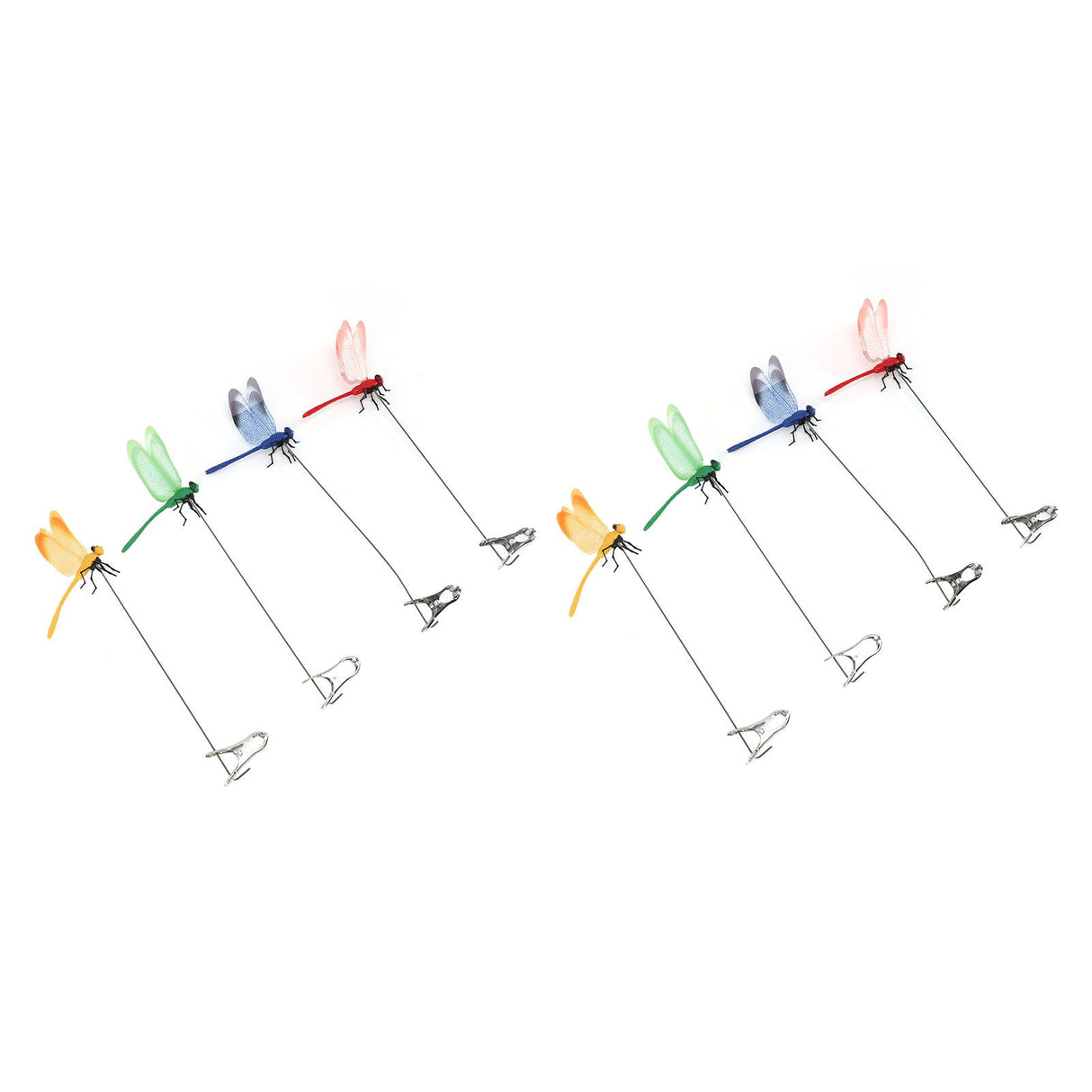 8PCS Fake Dragonfly Clip Waterproof Outdoor 3D Dragonfly Garden Decorative Clips Home Patio Ornaments Crafts