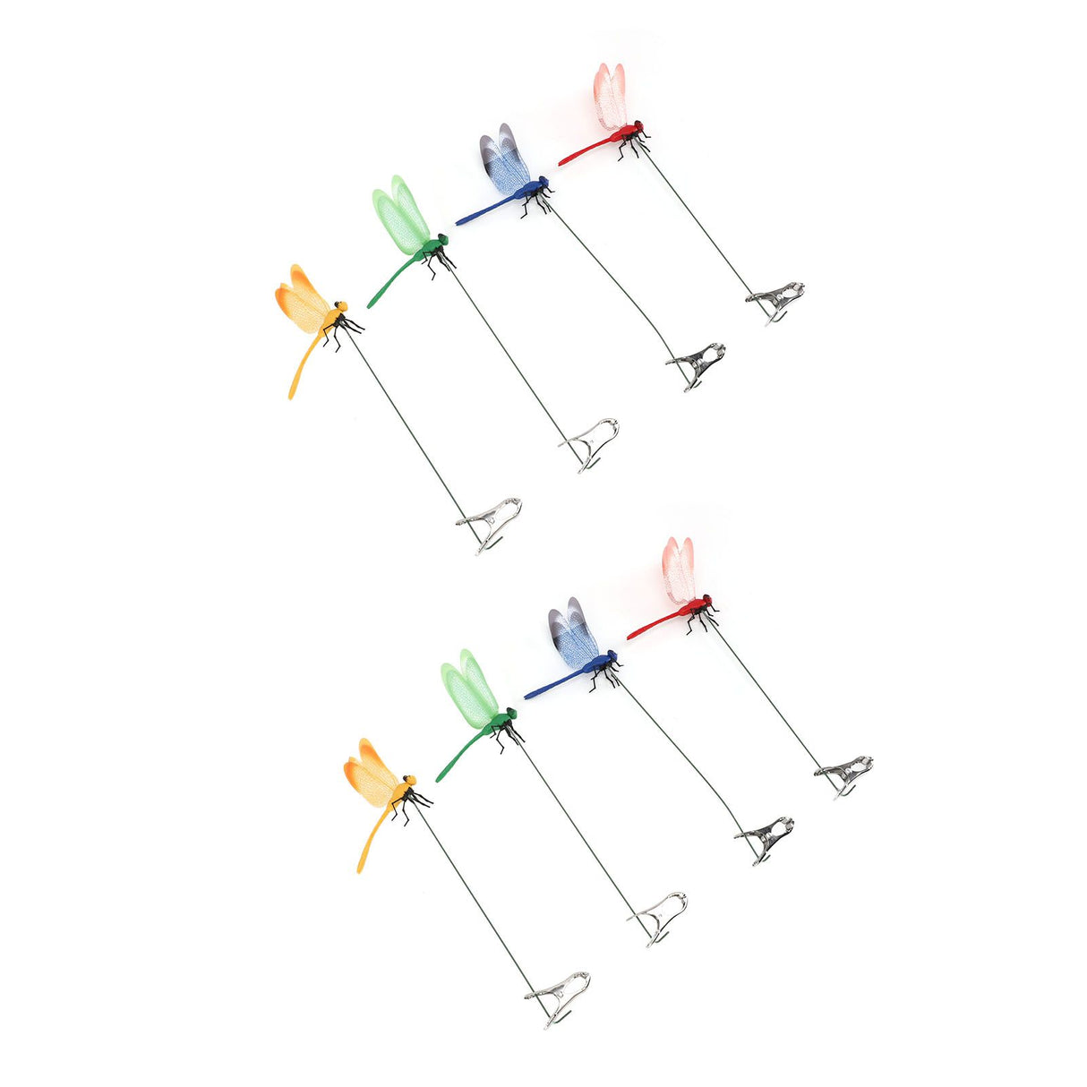 8PCS Fake Dragonfly Clip Waterproof Outdoor 3D Dragonfly Garden Decorative Clips Home Patio Ornaments Crafts