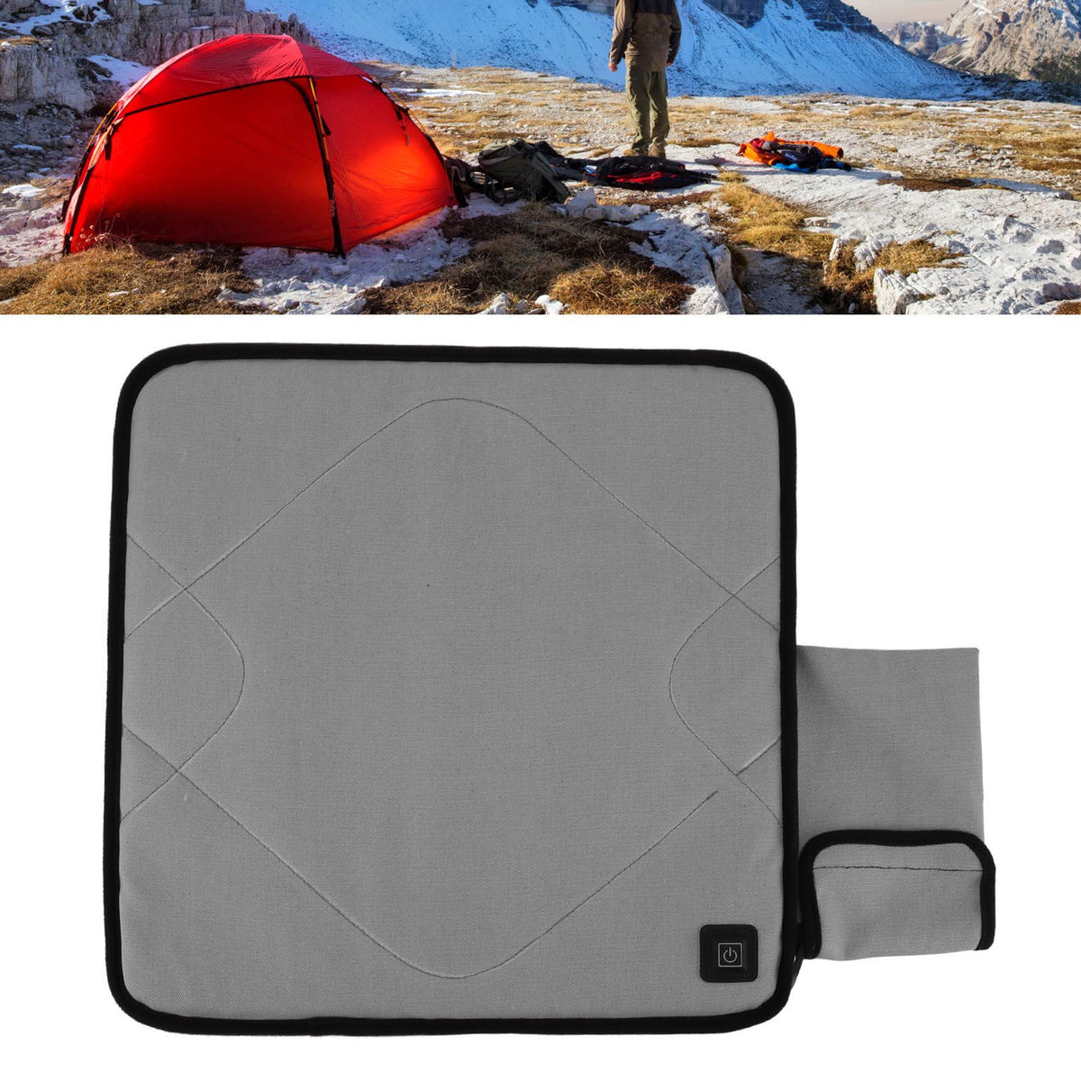 USB Heated Seat Cushion Adjustable Lightweight Heated Stadium Cushion for Camping Fishing Home Office Deep Gray