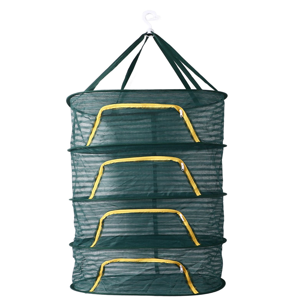 4 Layer Herb Drying Rack with U Shaped Zipper Dark Green Foldable High Elastic Fine Mesh Plant Drying Rack Net for Herbs Plants Seeds