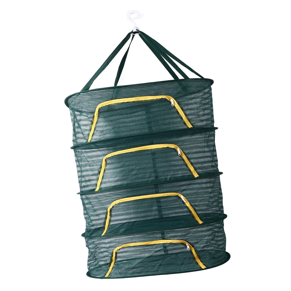 4 Layer Herb Drying Rack with U Shaped Zipper Dark Green Foldable High Elastic Fine Mesh Plant Drying Rack Net for Herbs Plants Seeds