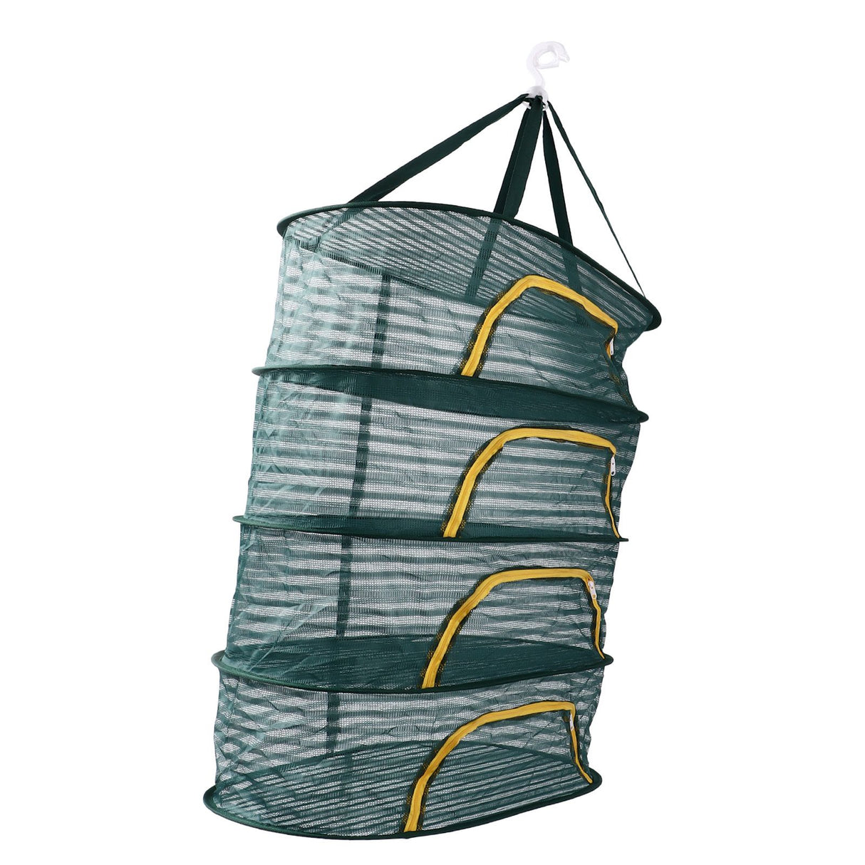 4 Layer Herb Drying Rack with U Shaped Zipper Dark Green Foldable High Elastic Fine Mesh Plant Drying Rack Net for Herbs Plants Seeds