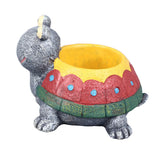 Succulent Planter Tortoise Shape Drainage Holes Stable Base Durable Resin Flower Pot for Cactus Plant Micro Landscape - Front View