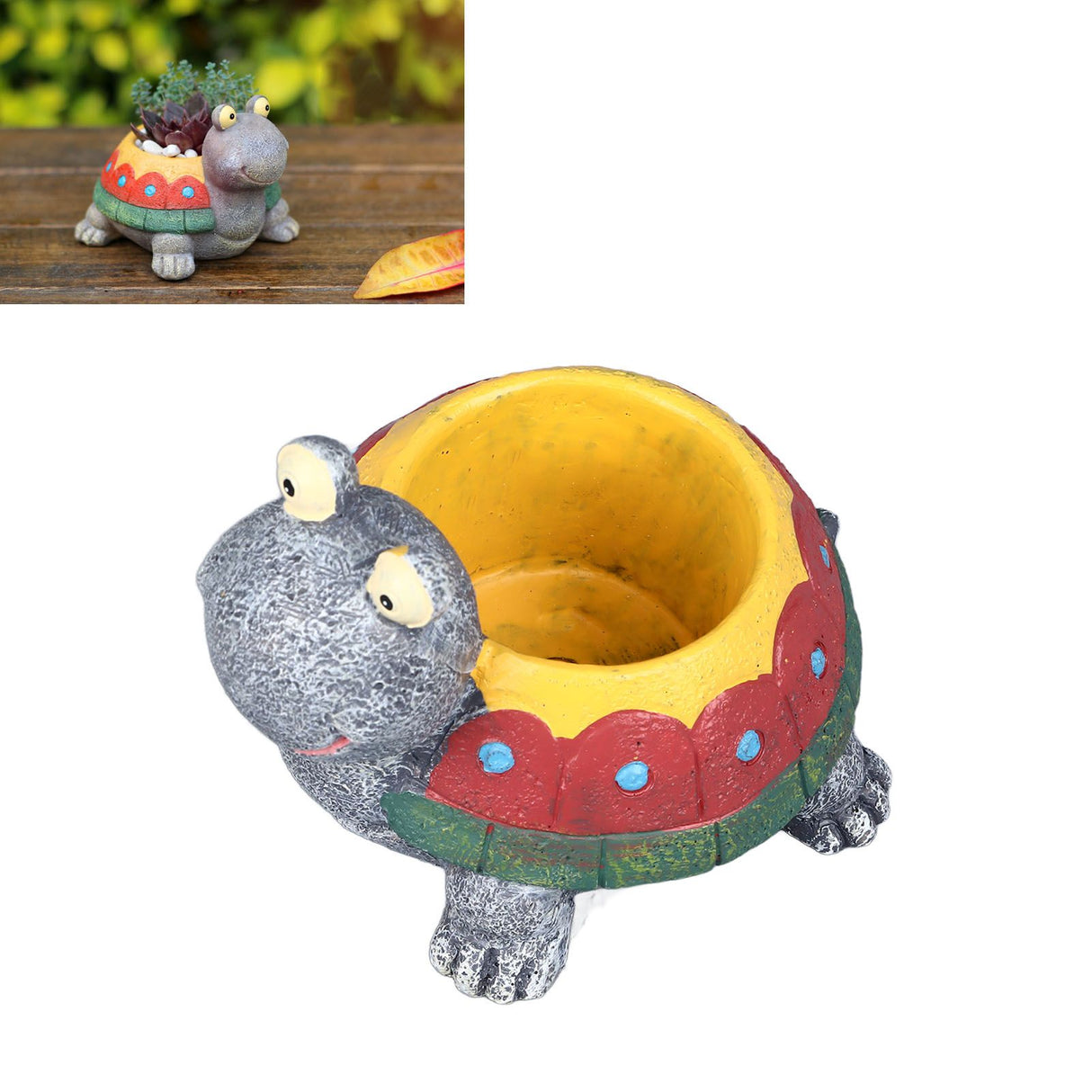Succulent Planter Tortoise Shape Drainage Holes Stable Base Durable Resin Flower Pot for Cactus Plant Micro Landscape