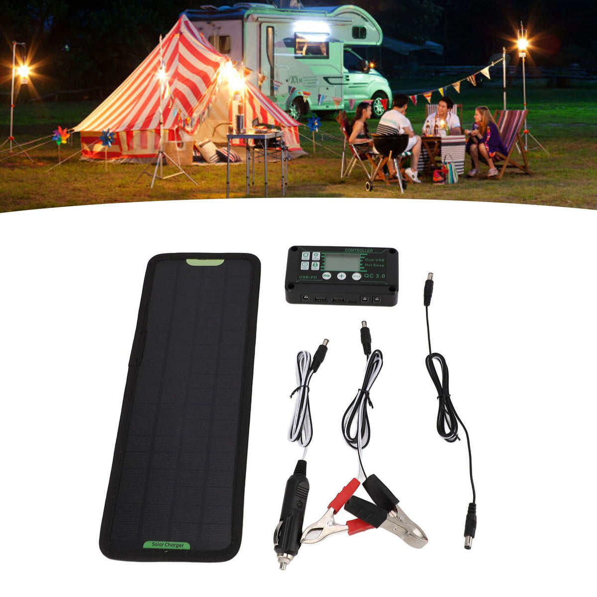 12V 10W MPPT Solar Charge Controller Power Loss Prevention Waterproof 12V Solar Panel Battery Charger Controller Black