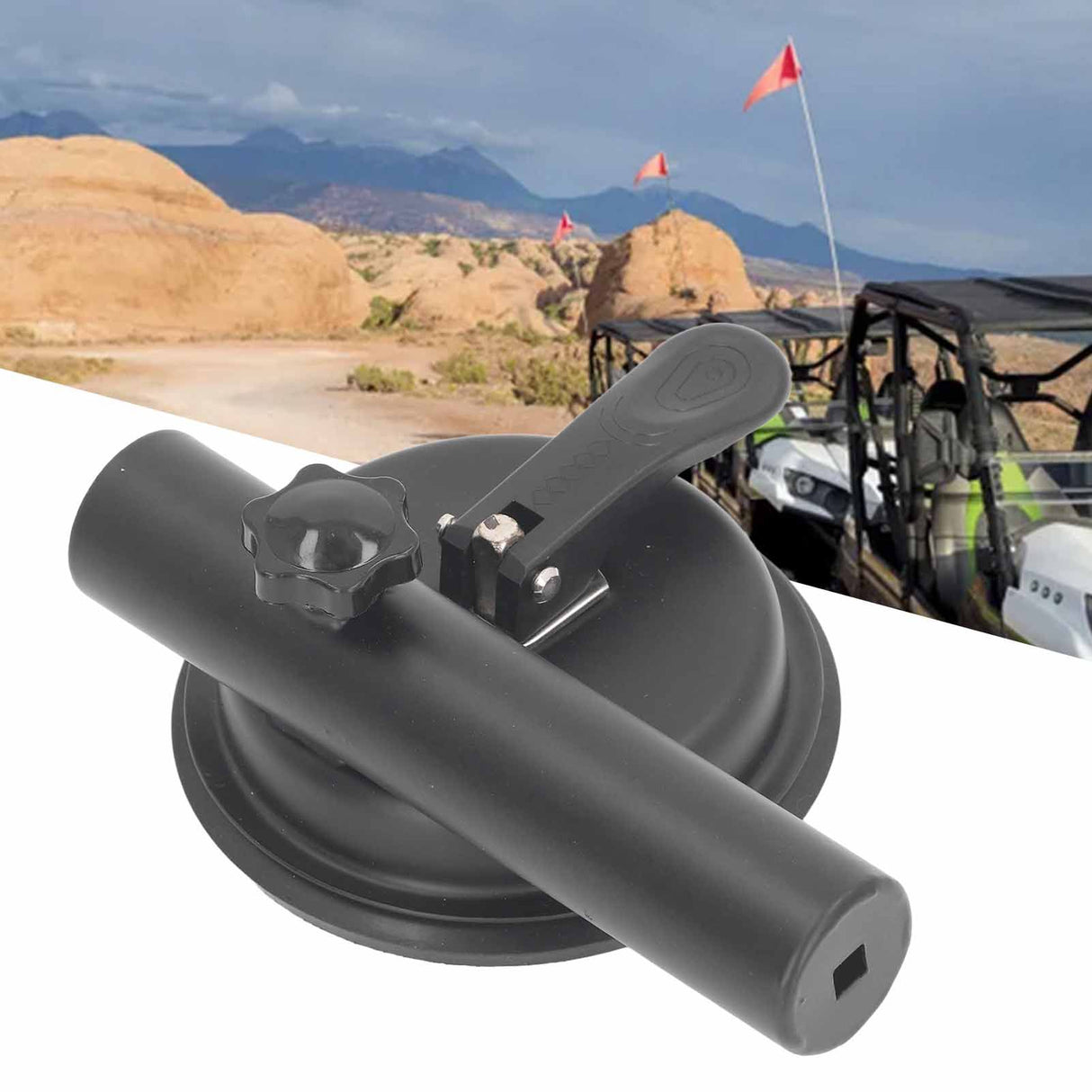 Universal Suction Cup Flag Pole Bracket Vehicle Flagpole Bracket Multi Function Flag Pole Holder Aluminum Alloy Silicone Black