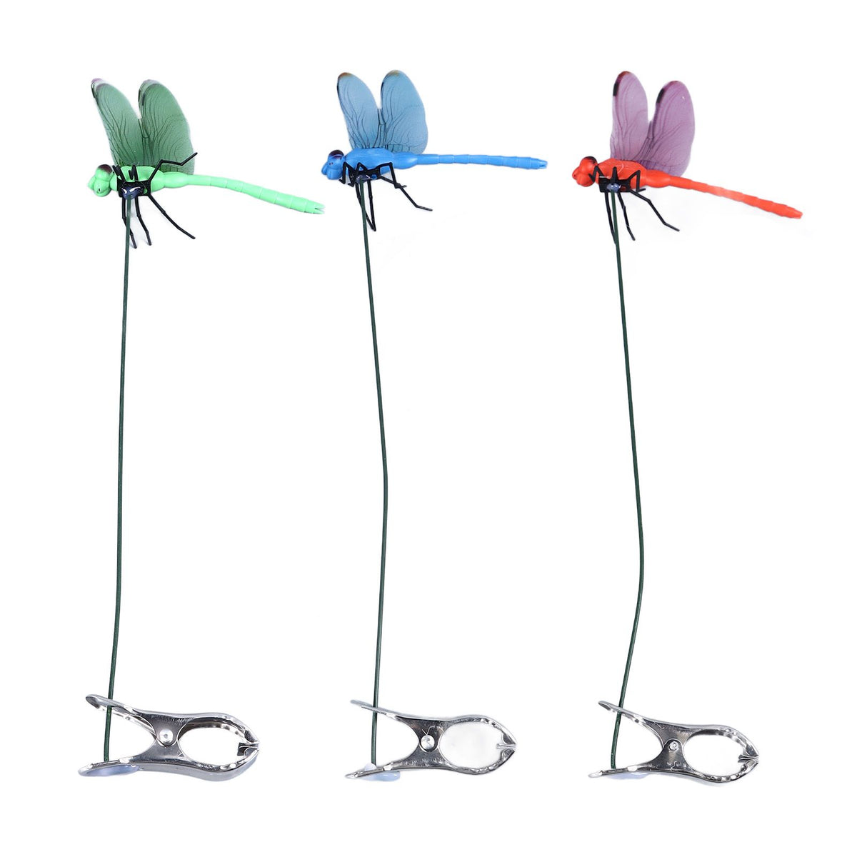 Dragonfly Clip Fake Dragonfly Pole Clips Natural Organic Concept 3D Dragonfly Garden Decor for Family Garden Potted Flowers Lawn House Statue 3Pcs
