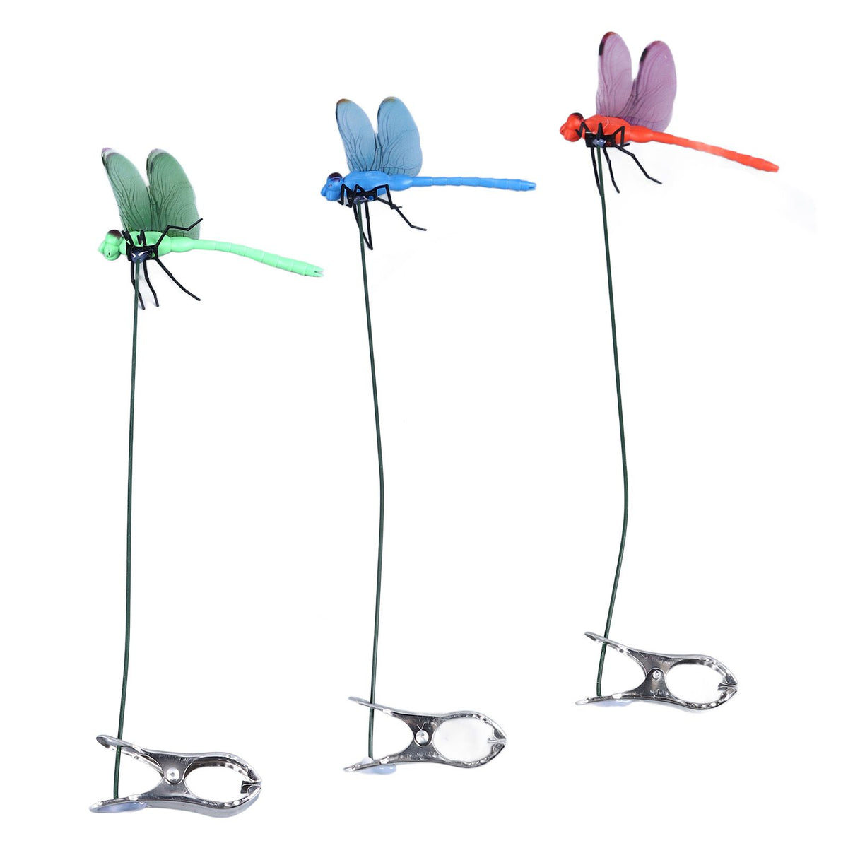 Dragonfly Clip Fake Dragonfly Pole Clips Natural Organic Concept 3D Dragonfly Garden Decor for Family Garden Potted Flowers Lawn House Statue 3Pcs