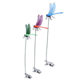 Dragonfly Clip Fake Dragonfly Pole Clips Natural Organic Concept 3D Dragonfly Garden Decor for Family Garden Potted Flowers Lawn House Statue 3Pcs - 45-Degree Angle