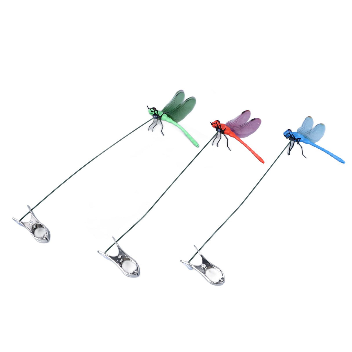Dragonfly Clip Fake Dragonfly Pole Clips Natural Organic Concept 3D Dragonfly Garden Decor for Family Garden Potted Flowers Lawn House Statue 3Pcs