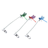 Dragonfly Clip Fake Dragonfly Pole Clips Natural Organic Concept 3D Dragonfly Garden Decor for Family Garden Potted Flowers Lawn House Statue 3Pcs - Low Angle