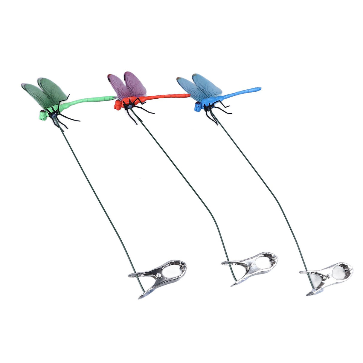 Dragonfly Clip Fake Dragonfly Pole Clips Natural Organic Concept 3D Dragonfly Garden Decor for Family Garden Potted Flowers Lawn House Statue 3Pcs