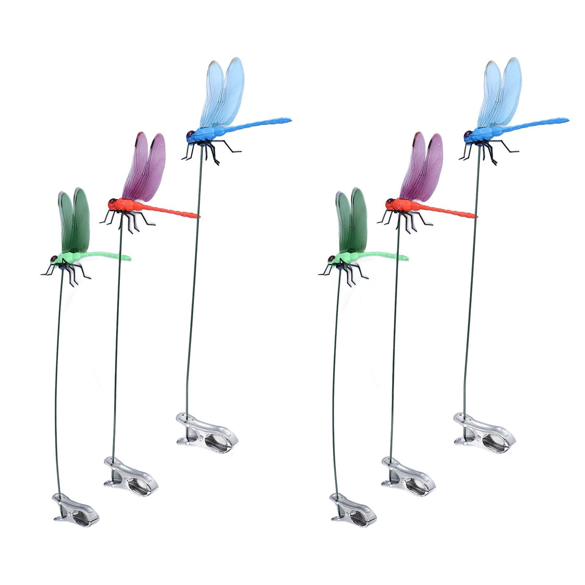 Dragonfly Clip Fake Dragonfly Pole Clips Natural Organic Concept 3D Dragonfly Garden Decor for Family Garden Potted Flowers Lawn House Statue 6Pcs