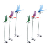 Dragonfly Clip Fake Dragonfly Pole Clips Natural Organic Concept 3D Dragonfly Garden Decor for Family Garden Potted Flowers Lawn House Statue 6Pcs