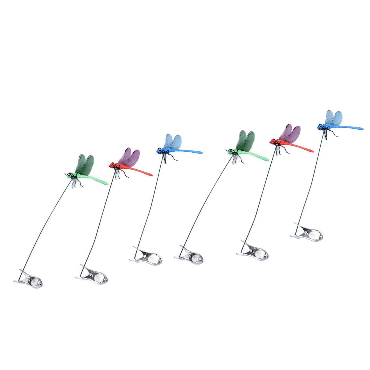 Dragonfly Clip Fake Dragonfly Pole Clips Natural Organic Concept 3D Dragonfly Garden Decor for Family Garden Potted Flowers Lawn House Statue 6Pcs