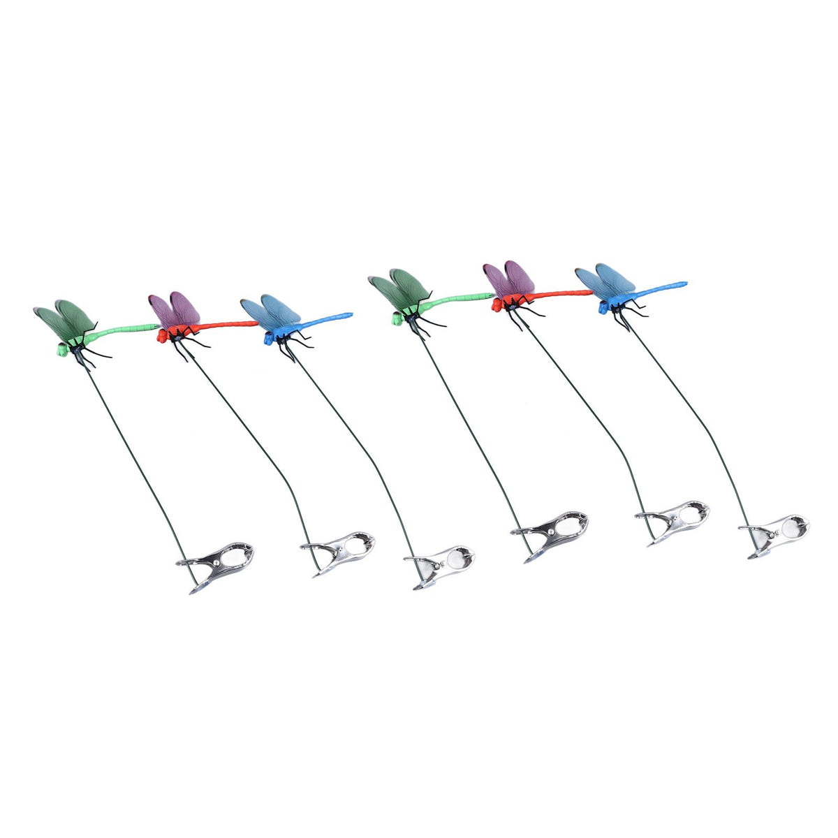 Dragonfly Clip Fake Dragonfly Pole Clips Natural Organic Concept 3D Dragonfly Garden Decor for Family Garden Potted Flowers Lawn House Statue 6Pcs