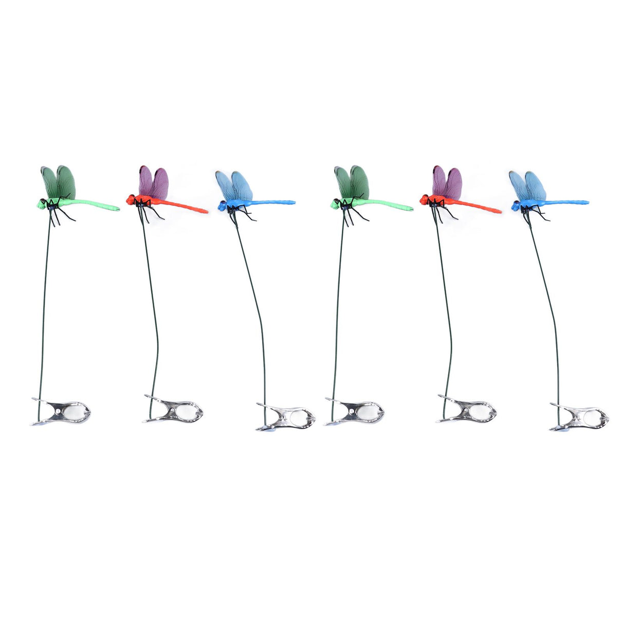 Dragonfly Clip Fake Dragonfly Pole Clips Natural Organic Concept 3D Dragonfly Garden Decor for Family Garden Potted Flowers Lawn House Statue 6Pcs