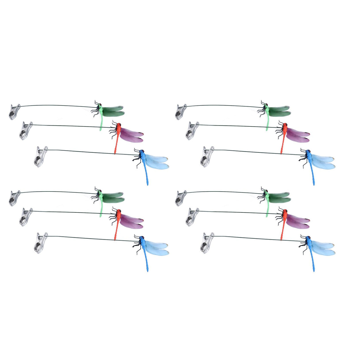 Dragonfly Clip Fake Dragonfly Pole Clips Natural Organic Concept 3D Dragonfly Garden Decor for Family Garden Potted Flowers Lawn House Statue 12Pcs