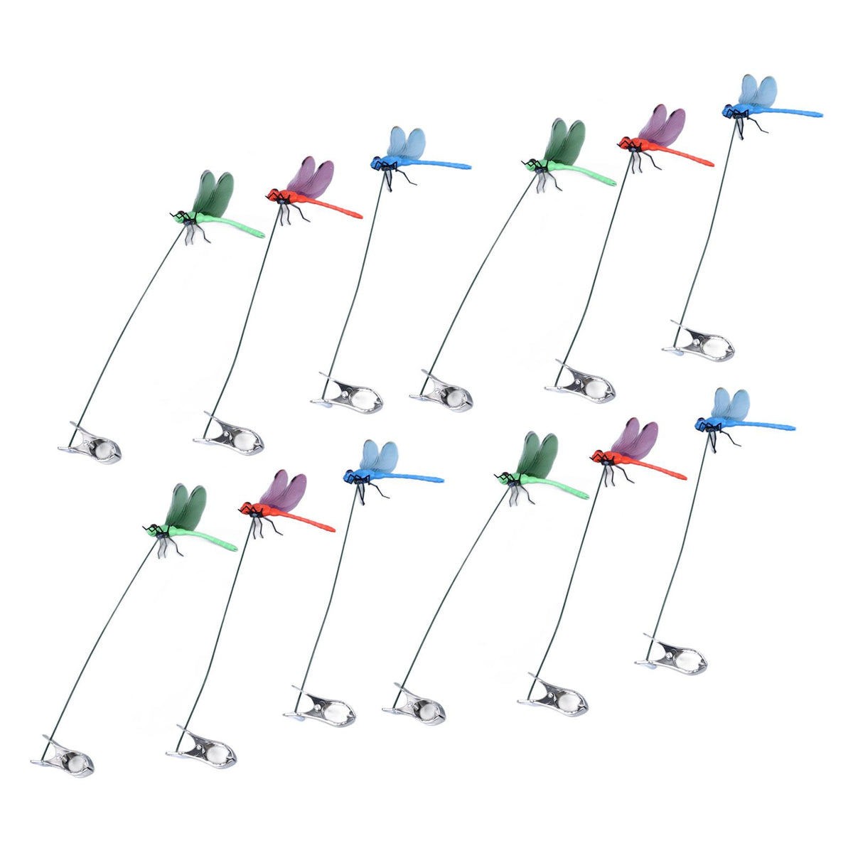 Dragonfly Clip Fake Dragonfly Pole Clips Natural Organic Concept 3D Dragonfly Garden Decor for Family Garden Potted Flowers Lawn House Statue 12Pcs