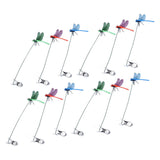 Dragonfly Clip Fake Dragonfly Pole Clips Natural Organic Concept 3D Dragonfly Garden Decor for Family Garden Potted Flowers Lawn House Statue 12Pcs - 45-Degree Angle