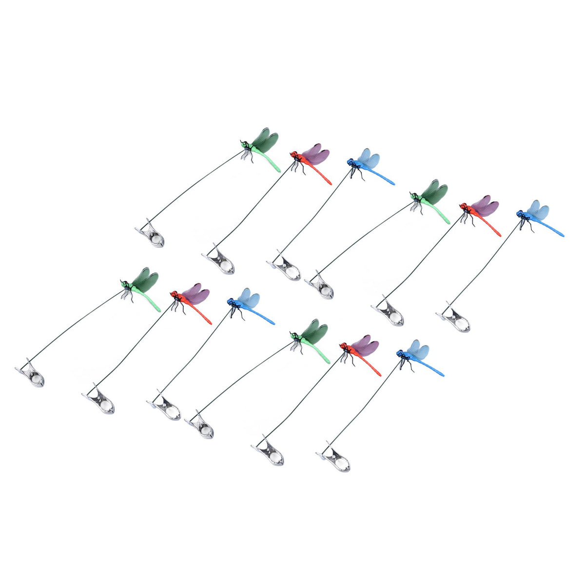 Dragonfly Clip Fake Dragonfly Pole Clips Natural Organic Concept 3D Dragonfly Garden Decor for Family Garden Potted Flowers Lawn House Statue 12Pcs