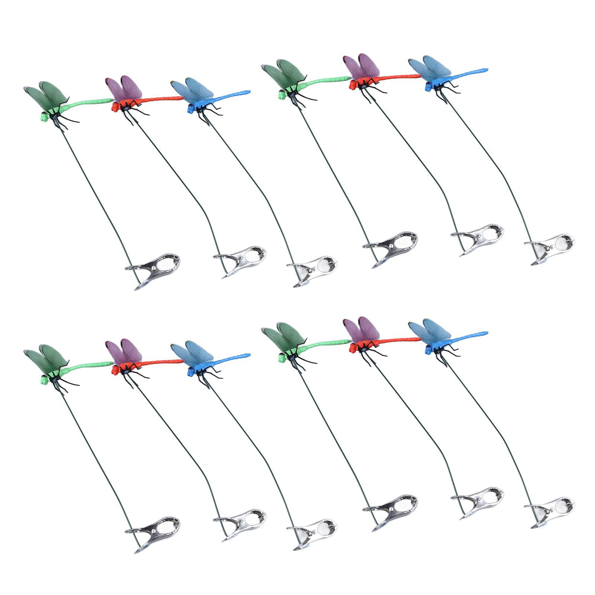 Dragonfly Clip Fake Dragonfly Pole Clips Natural Organic Concept 3D Dragonfly Garden Decor for Family Garden Potted Flowers Lawn House Statue 12Pcs