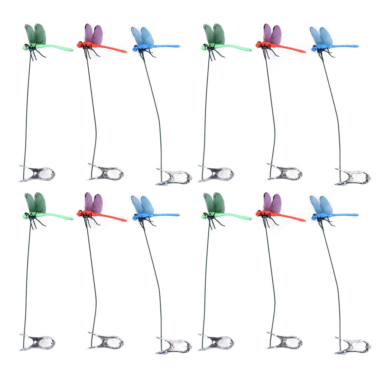 Dragonfly Clip Fake Dragonfly Pole Clips Natural Organic Concept 3D Dragonfly Garden Decor for Family Garden Potted Flowers Lawn House Statue 12Pcs