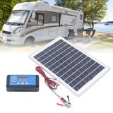 Solar Panel Kit 50W 18V with MPPT Waterproof Charge Controller 3meter Battery Clamp for Outdoor RV Boat Trailer Camper