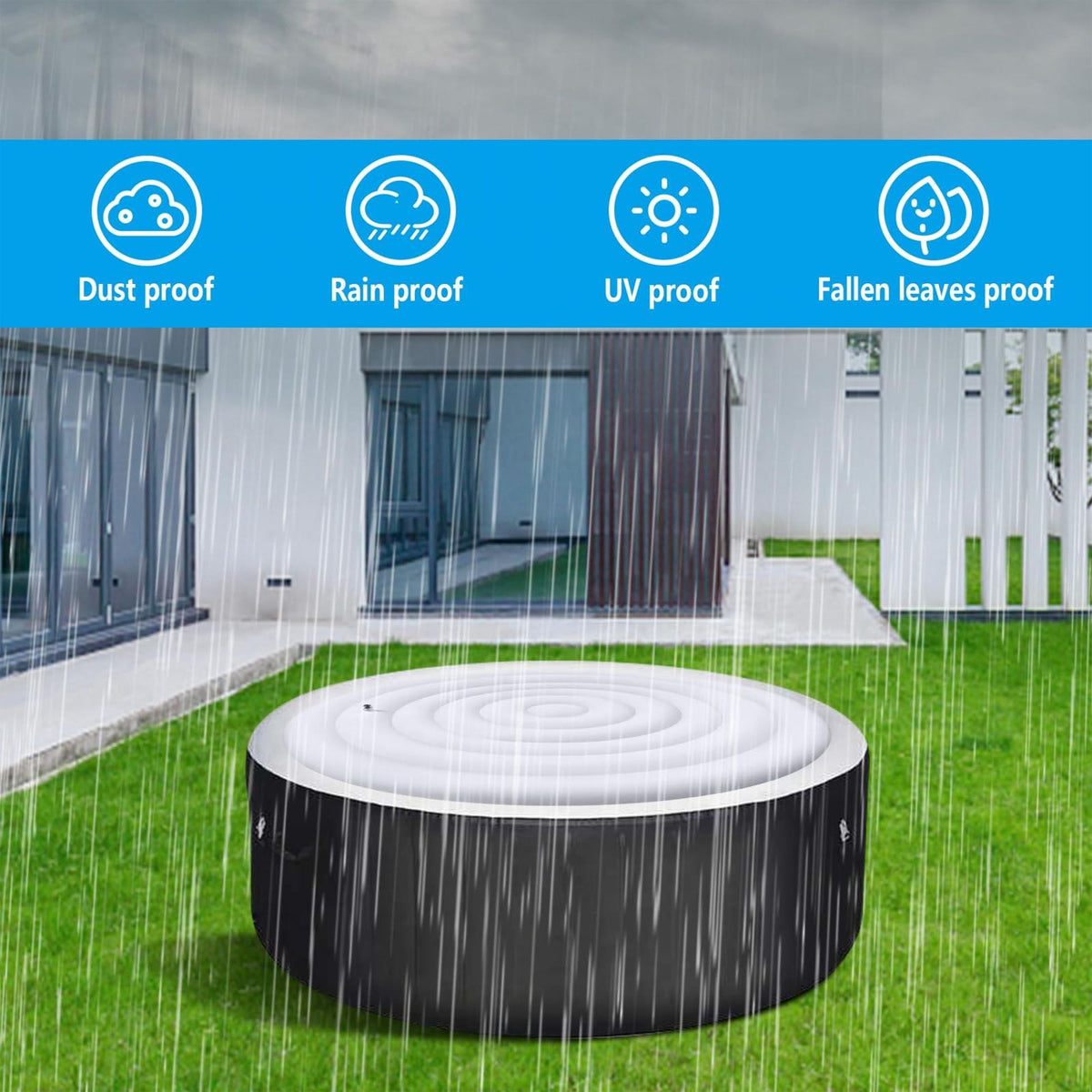4.5 Ft Inflatable Hot Tub Cover Foldable Energy Saving Lid for Round Outdoor Inflatable Hot Tubs